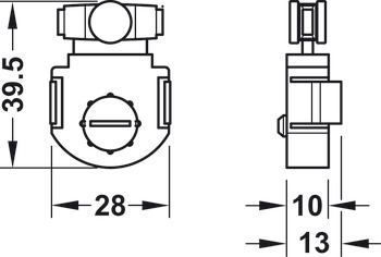 Carrello, da inserire a clip, regolazione in altezza ±1,5 mm, Häfele Slido F-Line11 12A, Infront