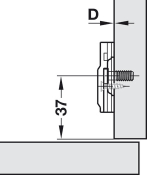 base di montaggio a croce, Häfele Metalla 310 SM, con tecnica di montaggio rapido, regolazione in altezza ±2 mm tramite asola, da avvitare con viti per truciolare