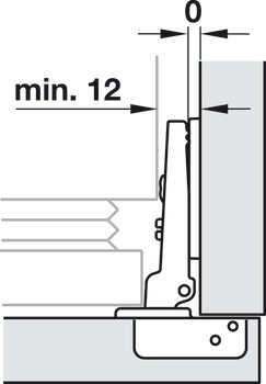 Cerniera, Häfele Duomatic 94°, montaggio ad angolo, per ante del frigorifero