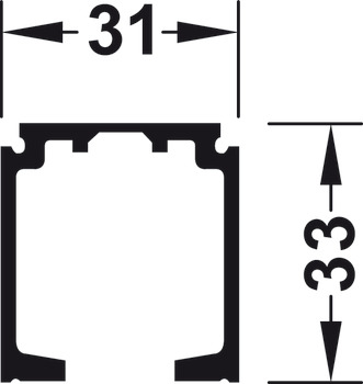 Binario di scorrimento semplice, forato, La x H: 31 x 33 mm