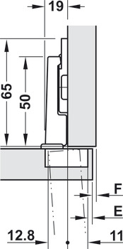 Cerniera, Modulo Blum 95°, per applicazioni su ante di frigoriferi