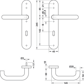 Set maniglie per porta, acciaio inox, Startec, PDH4102