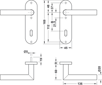 Maniglia per porta, Häfele Startec modello PDH 4103 acciaio inox