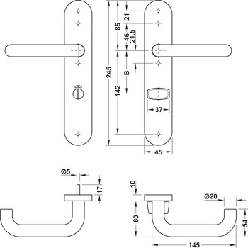 Set maniglie per porta, acciaio inox, Startec, PDH4102