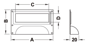 maniglie portaetichette, in acciaio, dimensioni etichetta 80x26 mm