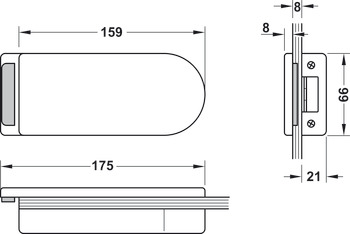 Guarnitura-controcassa-porta in cristallo, GHR 102 e 103, Startec