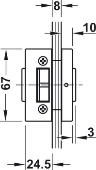 Serratura con foro per cilindro profilato porta in cristallo, GHR 402 e 403, Startec