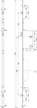 serratura multipunto, Acciaio inox/acciaio, BKS, SECURY 2116/2166, con funzione antipanico E
