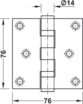 Cerniere, DHB 1212, per porte a battuta semplice, dimensioni 76 mm