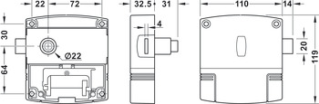Set serratura per armadio, Chiusura Häfele Dialock LockerLock 200 funzionante con batterie, per Tag-it<sup>TM</sup> ISO, Mifare Classic e Mifare DESfire