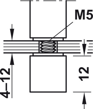 Supporto per schienale, sistema a sezione quadra 8x8 mm, sostegno intermedio