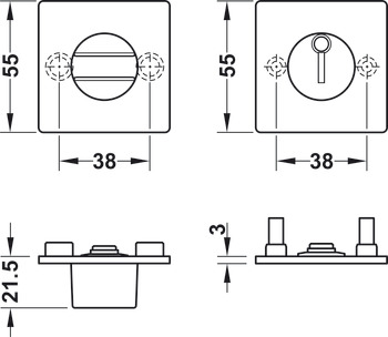 rosette per WC, Acciaio inox, FSB, modello 17 1734, con funzione d'apertura d'emergenza