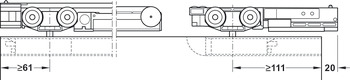 Guarniture per porte scorrevoli, Häfele Slido D-Line11 50I / 80I / 120I, guarnitura senza binario di scorrimento