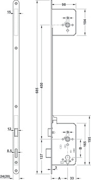 serratura a chiusura multipla, Acciaio inox/acciaio, BKS, con funzione porta di fuga superiore