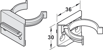 Clip per frontale zoccolo, con supporto per frontale, plastica, per sistema per zoccoli Häfele AXILO<sup>®</sup> 48
