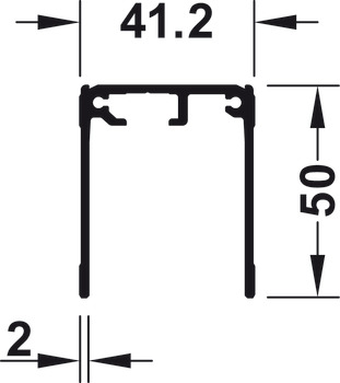 binario guida semplice, superiore, da avvitare, altezza 50 mm, forato
