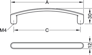 Maniglia per mobili, Maniglia ad arco in pressofusione di zinco, Häfele Déco, modello H2370