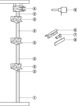 Set di aste di bloccaggio, Sistema di chiusura centrale Blum Cabloxx per sistemi di spondine e cassetti in legno