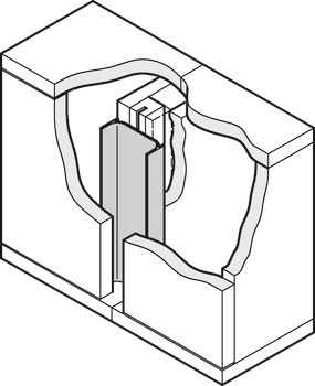 Profilo per gola verticale, in alluminio, per frontali senza maniglia