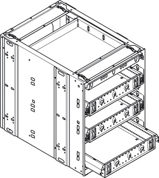 Cassettiera in acciaio, Quick-Kit-600, suddivisione in altezza 1-3-3-3