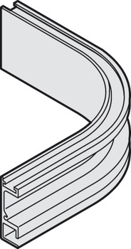 Binario di scorrimento semplice, interno, curva di 90°, lunghezza asta: 70 mm