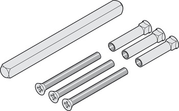 Set di montaggio placca lunga, per guarniture di maniglie chiave a mappa/cilindro profilato FSB con perno per maniglia 8 mm