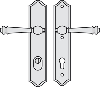Set maniglie per porta, Scheitter, acciaio/ottone, Si-K231/05/184 ES1