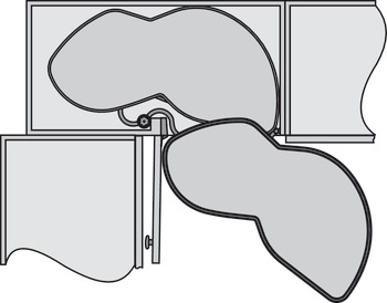 Set ripiani, guarnitura girevole per mobile angolare, regolabile in altezza