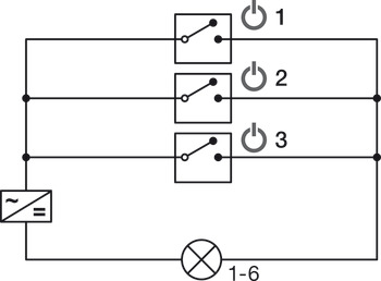 Distributore a 6 vie, Häfele Loox5 24 V a 2 poli (monocromatico)