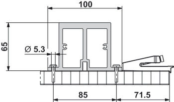 Profilo di rinforzo per binario di scorrimento, per impianti doppi fino a un max di 2800 mm senza parete intermedia