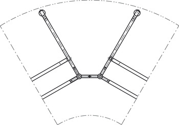 Giunto a forma di Y, 90°, con braccio mobile, per strutture tavoli Idea