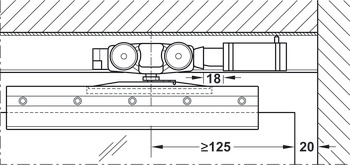 guarnitura supplementare ammortizzatore, Push-to-Open, per guarniture per porte scorrevoli Häfele Slido D-Line11 50P / 80P / 120P, 50C / 80C / 120C e 50I / 80I / 120I / porte in cristallo e in legno