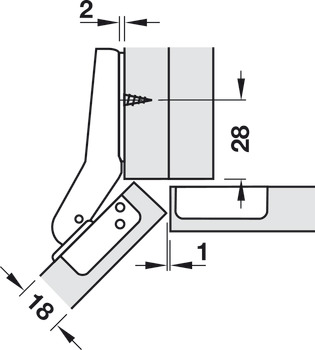 Cerniera, Häfele Metallamat A/SM 92°, per applicazioni angolari 45°