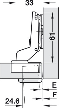 Cerniera, Häfele Duomatic 94°, per ante spesse e ante profilate fino a 35 mm, montaggio a filo