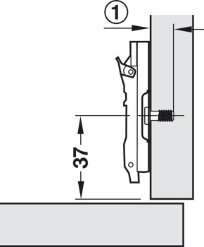base di montaggio a croce, Häfele Duomatic SM, con tecnica di montaggio rapida