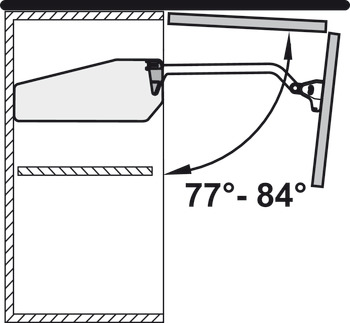 Limitatore d'angolo d'apertura, 90°, per guarnitura per ante pieghevoli Free fold