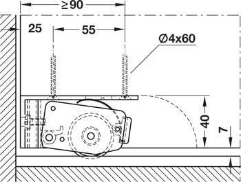 Adattatore per guida a pavimento, 90 x 40 mm (Lu x H)