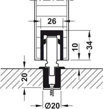 Meccanismo per parete a soffietto, porta girevole Hawa Variofold 80/H