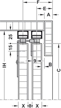 Guarniture per porte scorrevoli, Häfele Slido F-Line15 55A, guarnitura