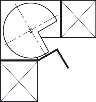 Guarnitura girevole ¾ di cerchio, Häfele, per mobili base ad angolo, con cestelli/ripiani