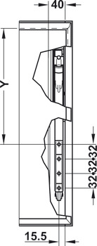 Guarnitura per ante ad apertura verticale, Häfele Strato, per ante a ribalta singole in legno o con telai in alluminio