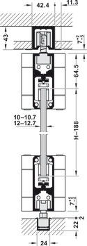 Meccanismo per parete pieghevole, Häfele Slido W-Fold32 100G, guarnitura