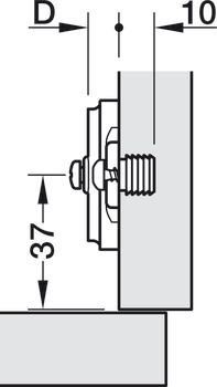 base di montaggio a croce, Häfele Metalla 510 SM, da inserire a pressione, profondità foro 10 mm