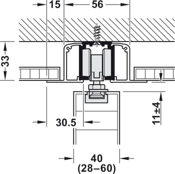 Guarniture per porte scorrevoli, Slido D-Line11 50C bis 120C, guarnitura senza binario di scorrimento