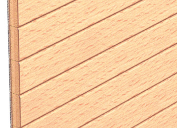 tappeto serranda, in legno, con binario di scorrimento e curva