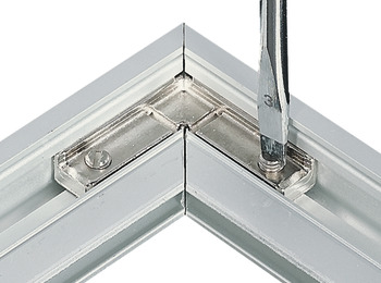 Giunzione angolare, per profilo telaio in alluminio per ante in cristallo 23/26/38 x 14 mm
