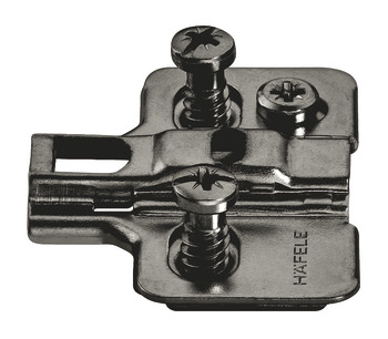 base di montaggio a croce, Häfele Metalla 310 SM, con tecnica di montaggio rapido, regolazione in altezza ±2 mm tramite eccentrico, con viti Euro premontate