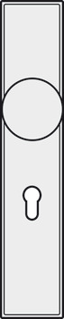placca lunga per pomolo con foro cilindro profilato, ottone, Bisschop Bauhaus Weimar 8810/684/1920