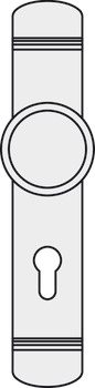 placca lunga per pomolo con foro cilindro profilato, ottone, Bisschop, Art Deco 8610/686R/1870